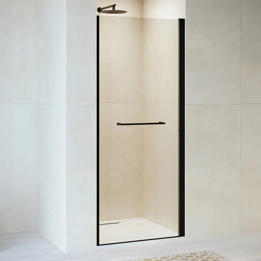 Душевая дверь в нишу RGW Passage PA-103-B стеклянная распашная 80 см с черным профилем одностворчатая немецкая