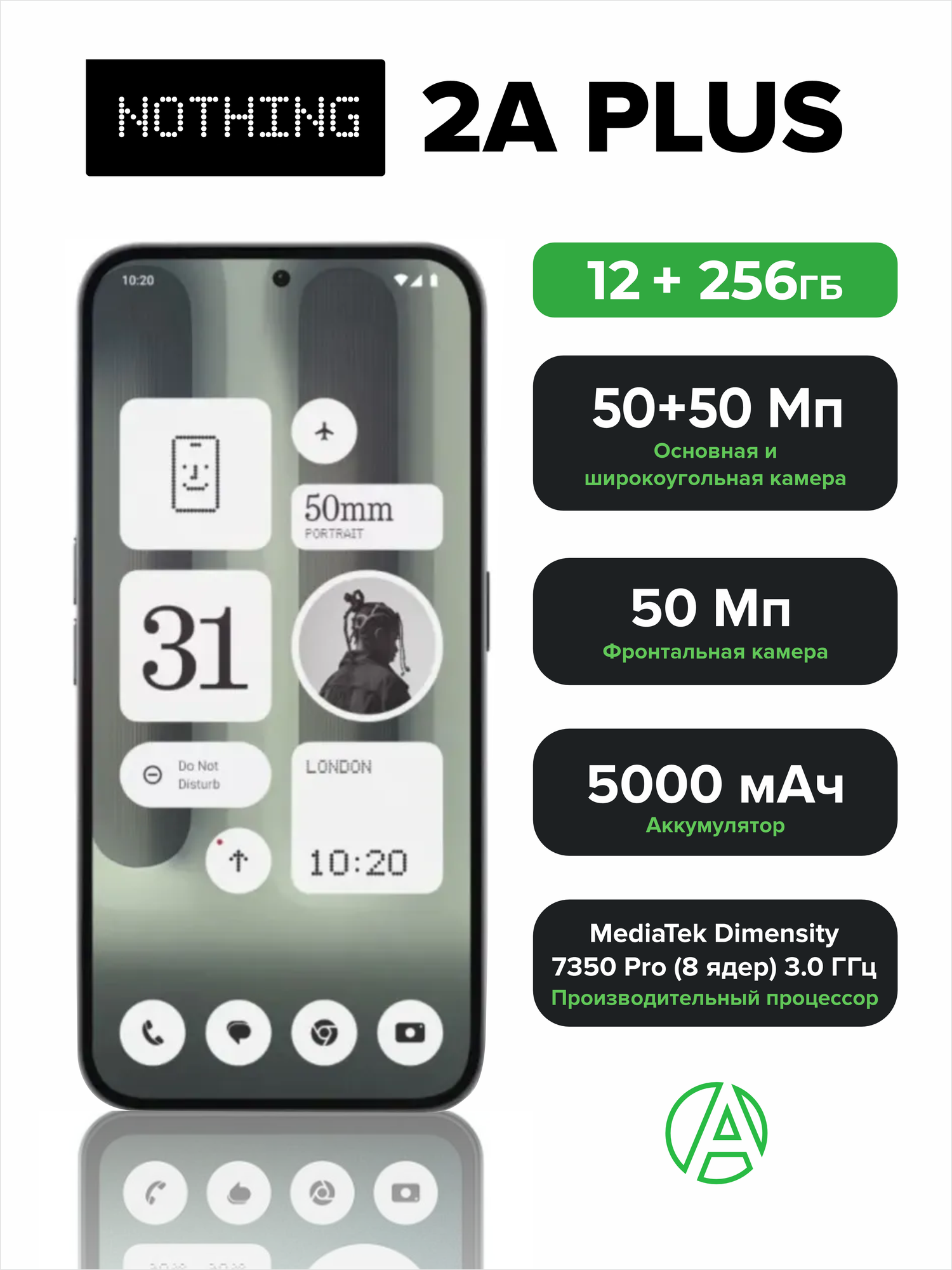 Смартфон NOTHING Phone (2a) Plus 12/256 Гб, черный