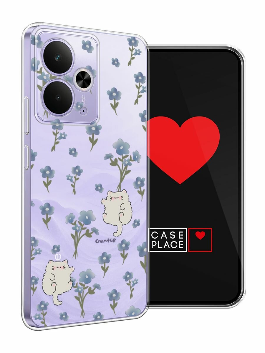 Чехол на Realme 14T / Реалми 14Т с принтом "Gentle cats", прозрачный — фото 1