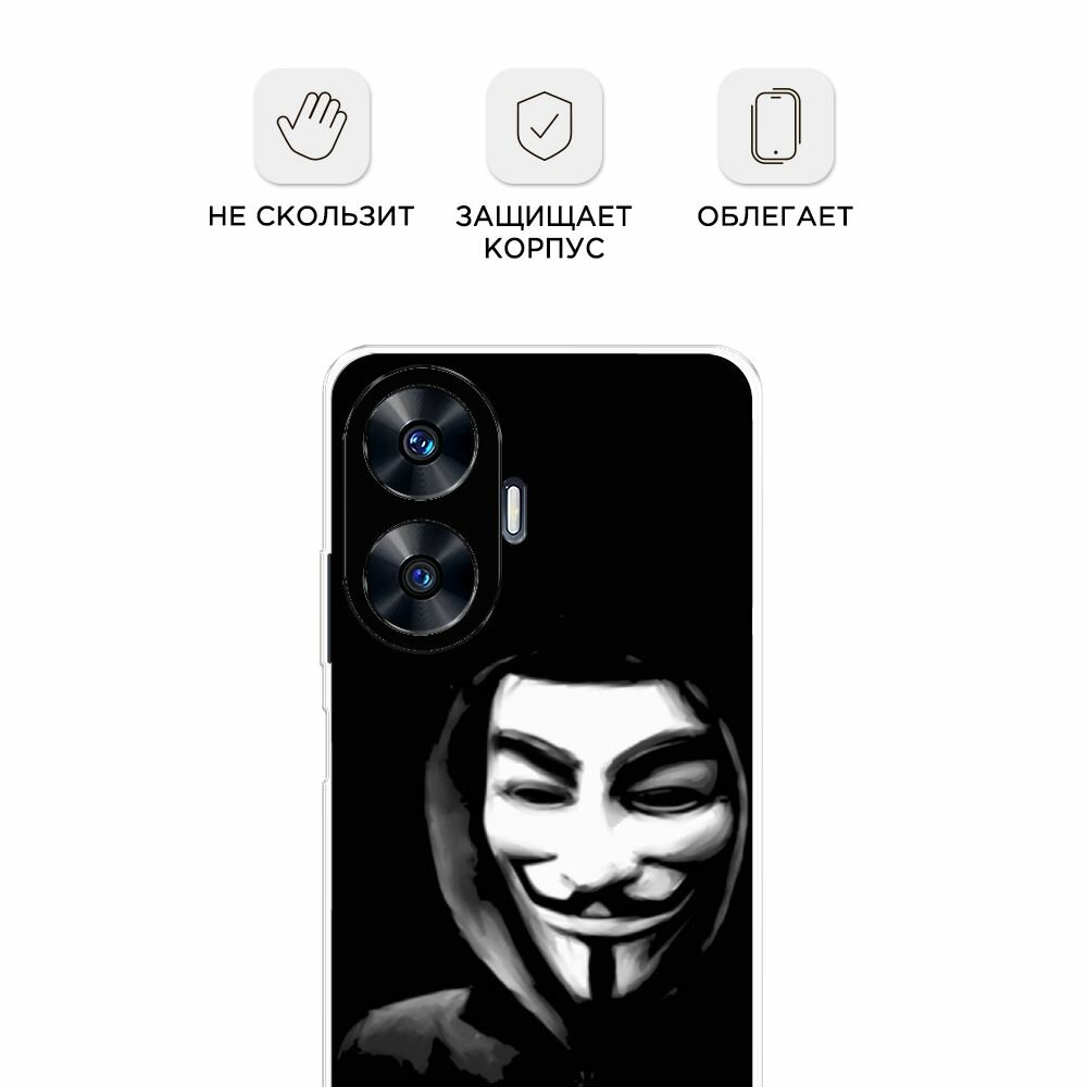 Силиконовый чехол на Realme C55 / Реалми C55 с принтом "Анонимус" — фото 1