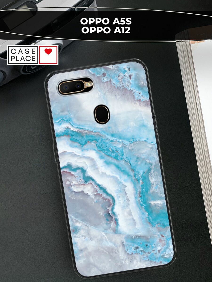 Чехол на Oppo A5S/A12 / Оппо А5s/A12 с принтом "Нежно-голубой мрамор"