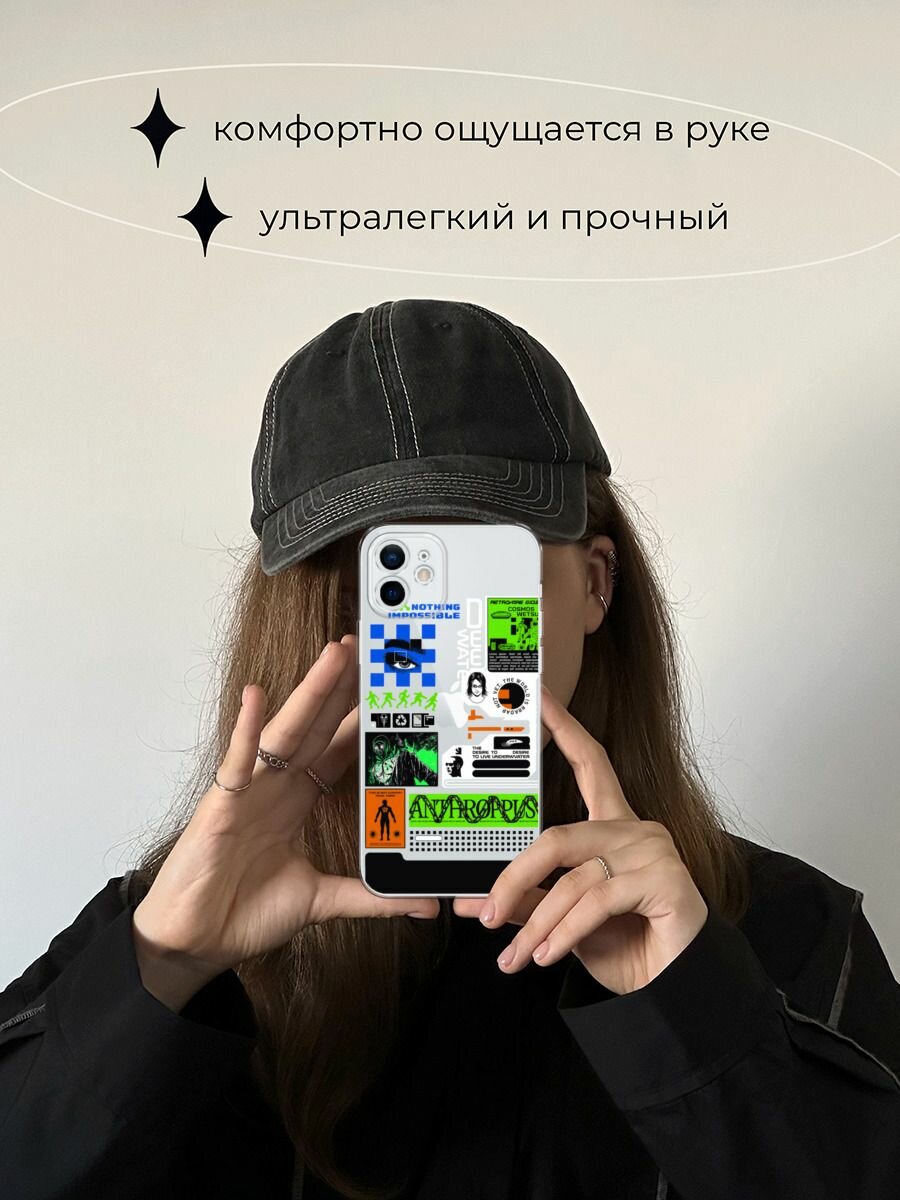 Чехол на Apple iPhone 12 mini / Айфон 12 Мини с принтом "Nothing impossible", прозрачный — фото 1