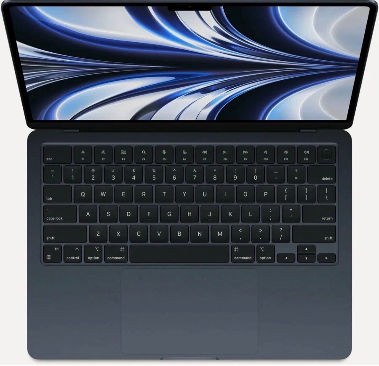Изображение Ноутбук Apple MacBook Air 13 2022 M2, 16/256 ГБ, Midnight (Темная ночь), английская/русская раскладка, без RuStore/MAX