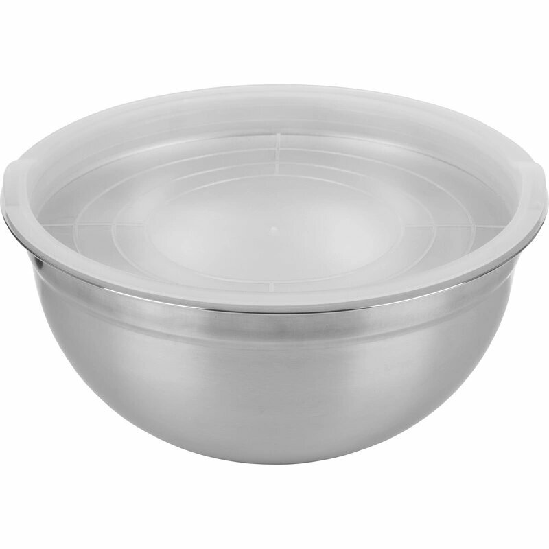 Миска из нерж стали с пласт крышкой смешанная полировка Amarena 43 л