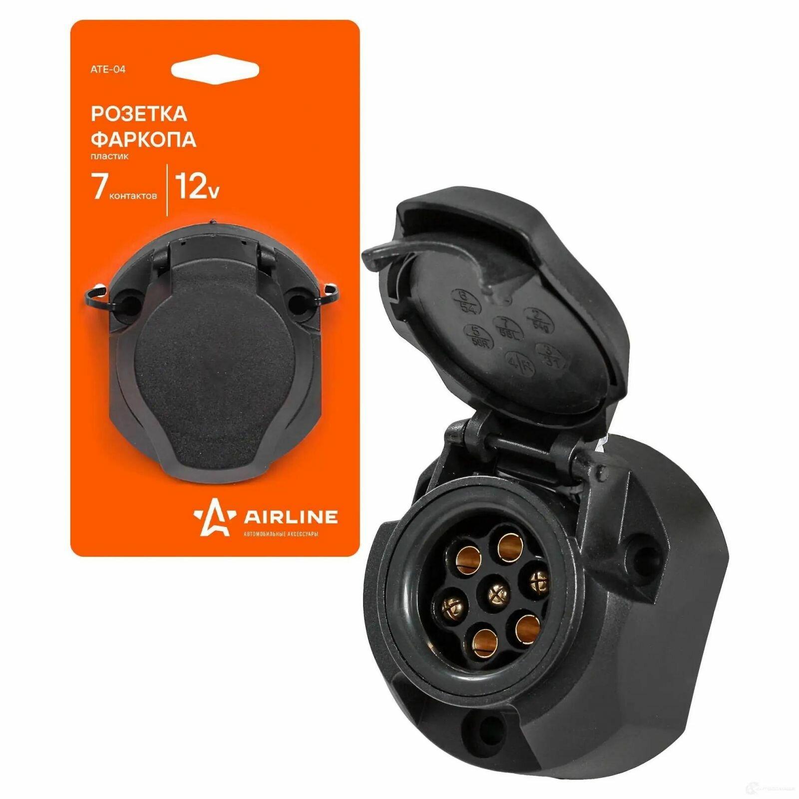 Розетка фаркопа AIRLINE ATE-04 7 контактов, пластик