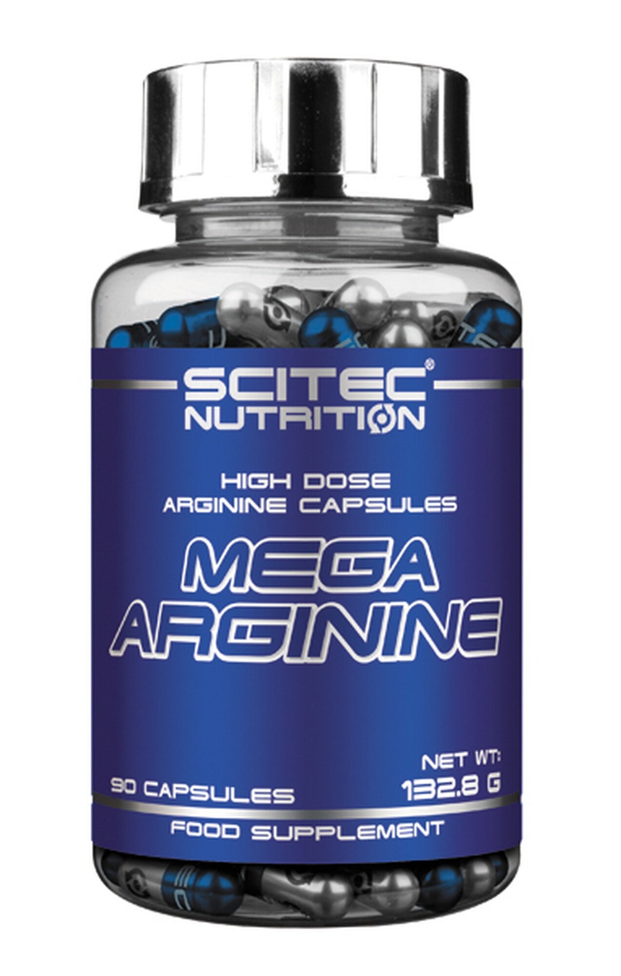 Аминокислоты Scitec Mega Arginine 4940, для набора мышечной массы, 90 капсул