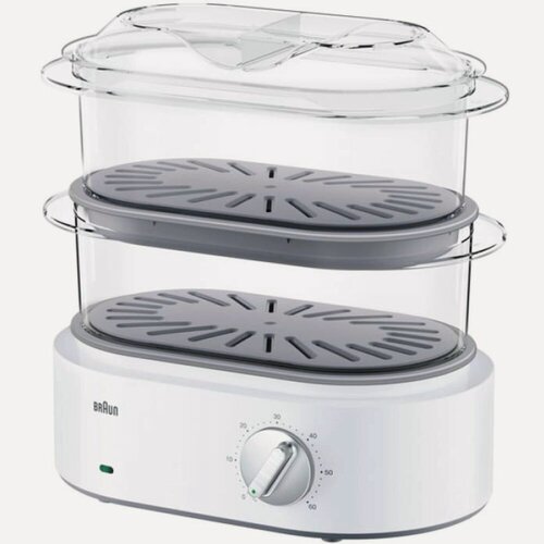 Изображение товара Пароварка Braun FS5100WH, белая, 850 Вт, 6.2 л, 2 яруса, таймер