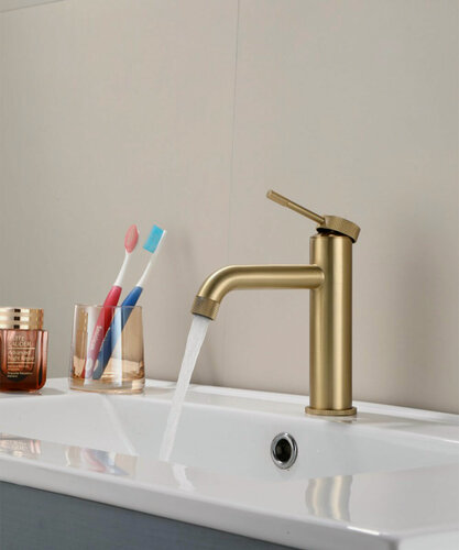 Изображение товара Смеситель для умывальника однорычажный от бренда Hansen HL10098-D матовое золото