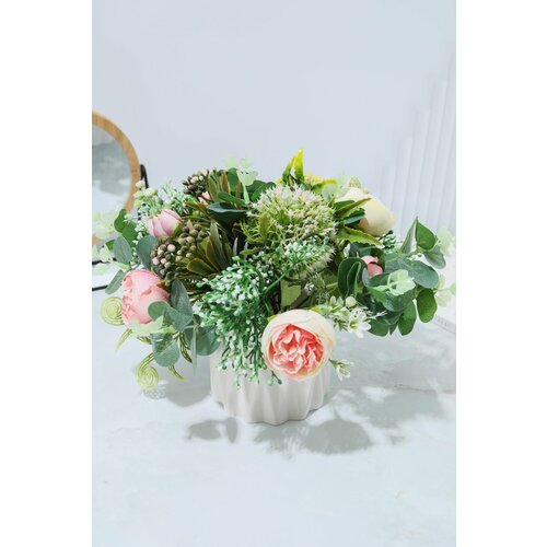 Искусственные цветы ЛЬНЯНКА , в горшке, 10 видов растений, Растения искусственные