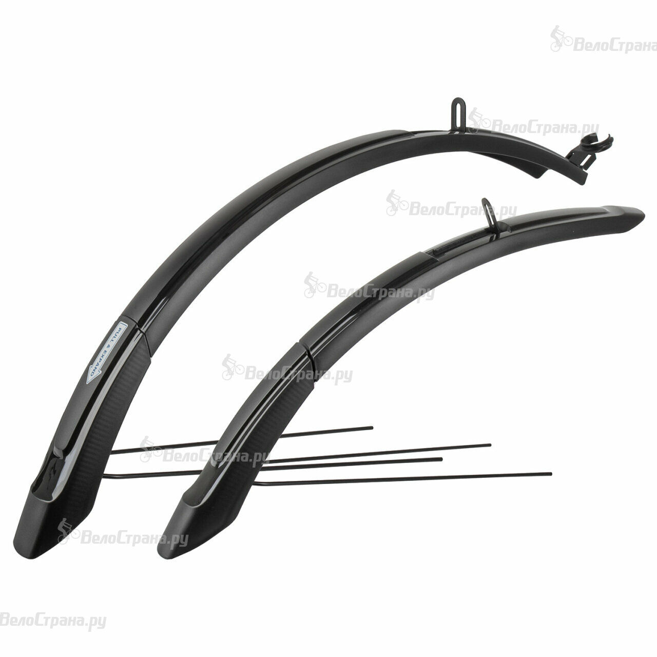 Комплект крыльев M-Wave Mud Max F+R ADJ L, 26"-29", 65 мм. Черный