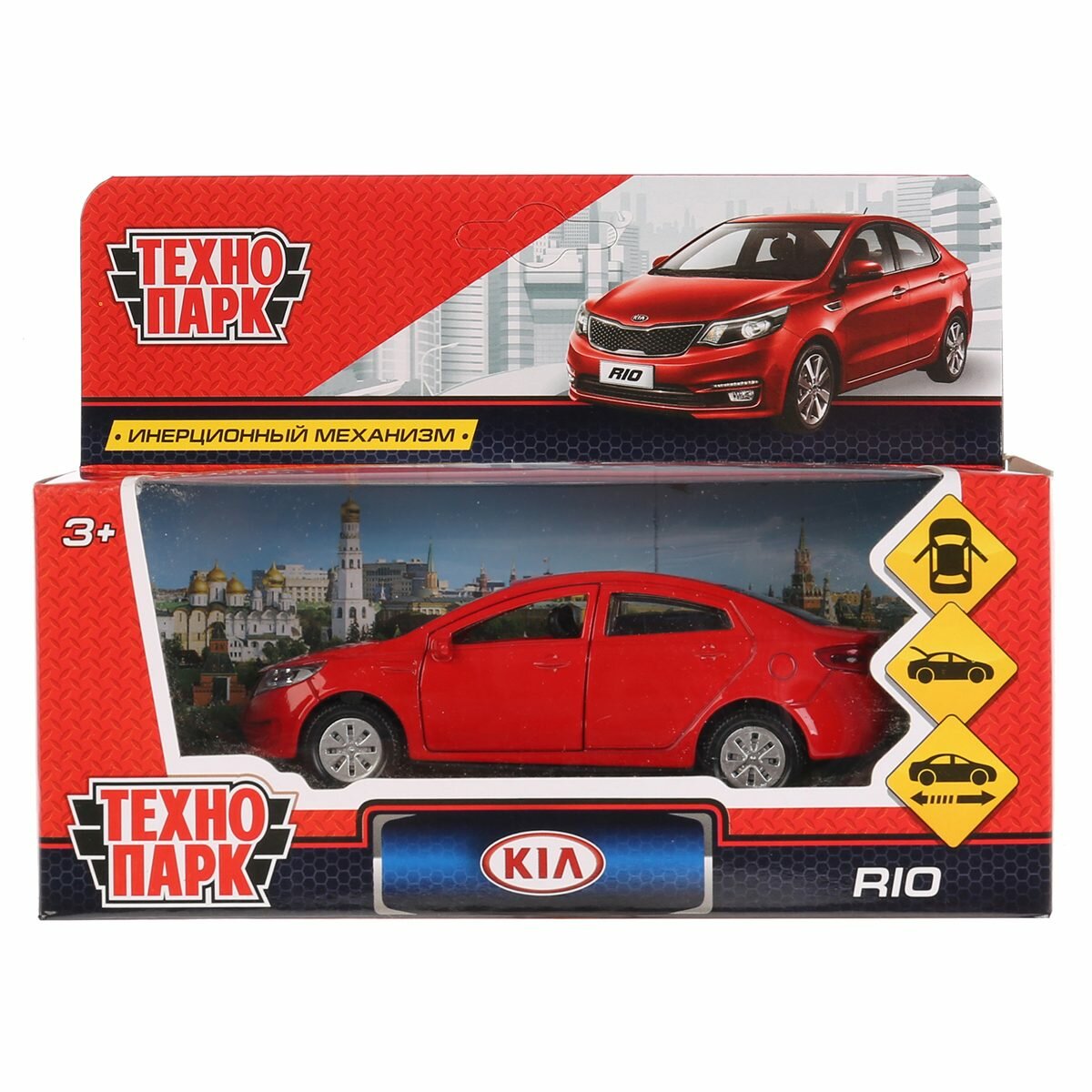 Машина игрушечная Технопарк "Kia Rio", KIA, металл, 12см, красный, инерционная, с подвижными элемен (RIO-RD)
