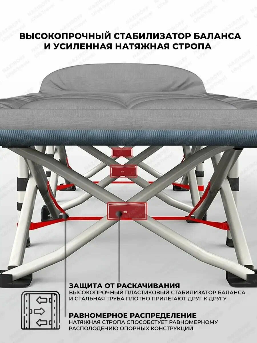 Раскладушка-трансформер, сталь, ортопедическая, с матрасом, максимальная нагрузка 220кг, 190см x 70см — фото 1