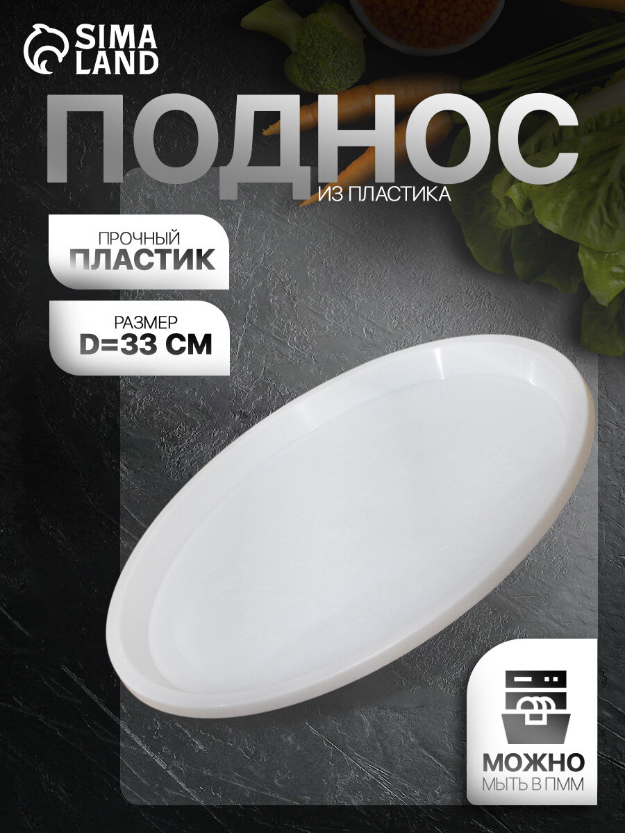 Поднос пластиковый BEROSSI Arrivo, d=33 см, круглый, цвет белый