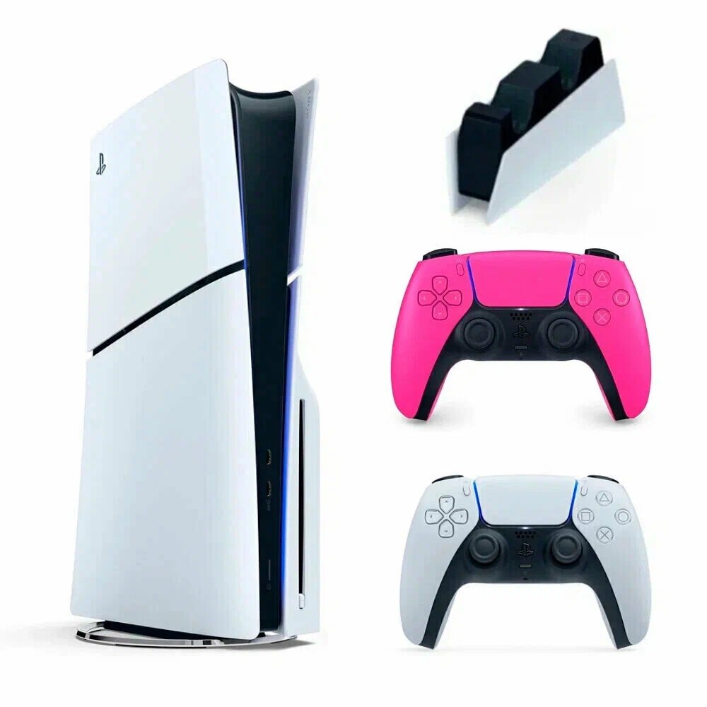 Игровая приставка PlayStation 5 Slim Disk + Dualsence + Док Станция + Dualsence, Розовый (Комплект)