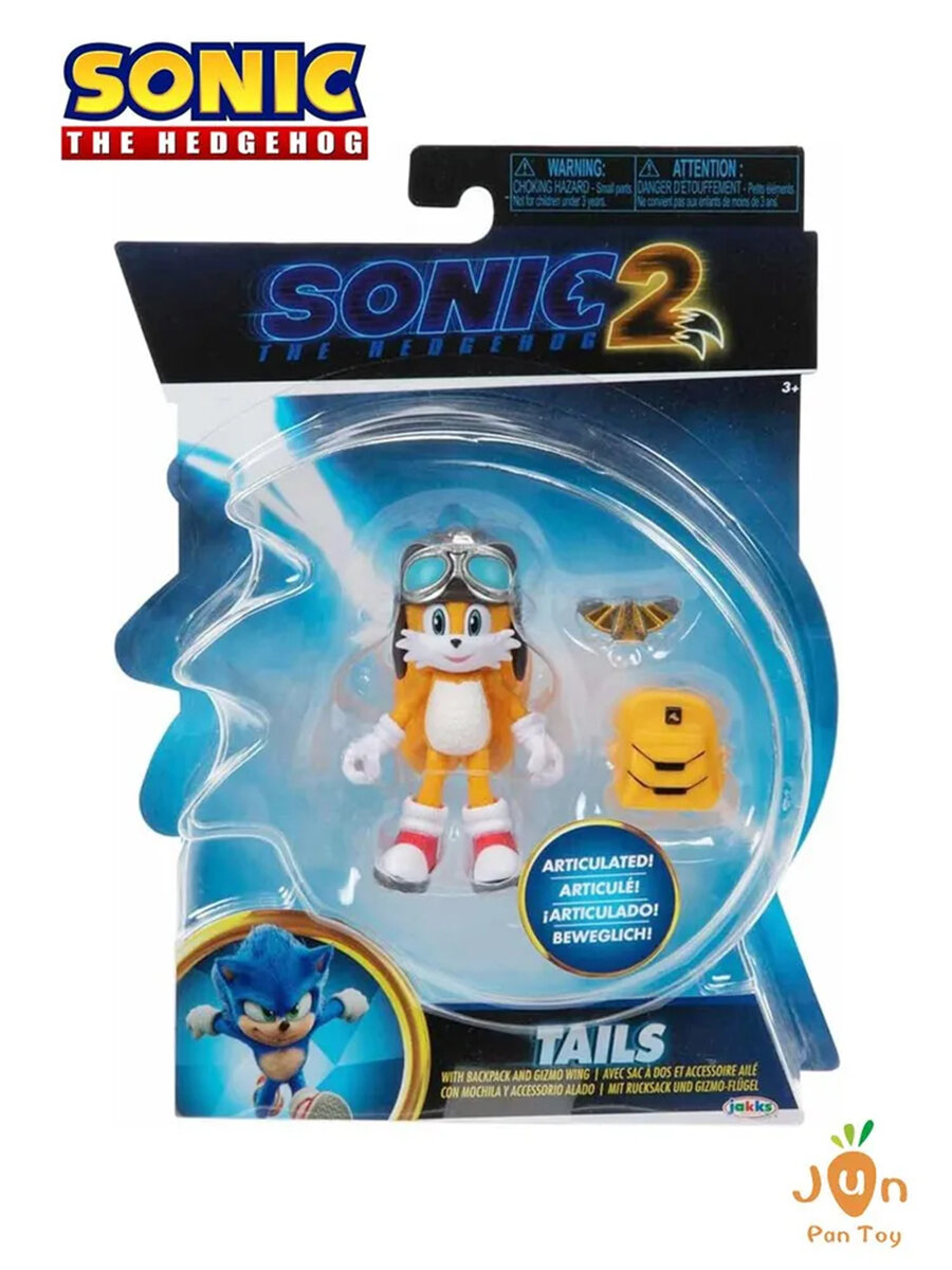 Соник фигурки Jakks Pacific Sonic The Hedgehog 2 Tails With Backpack & Gizmo Wing /Соник серия скульптура, Тейлс игрушка