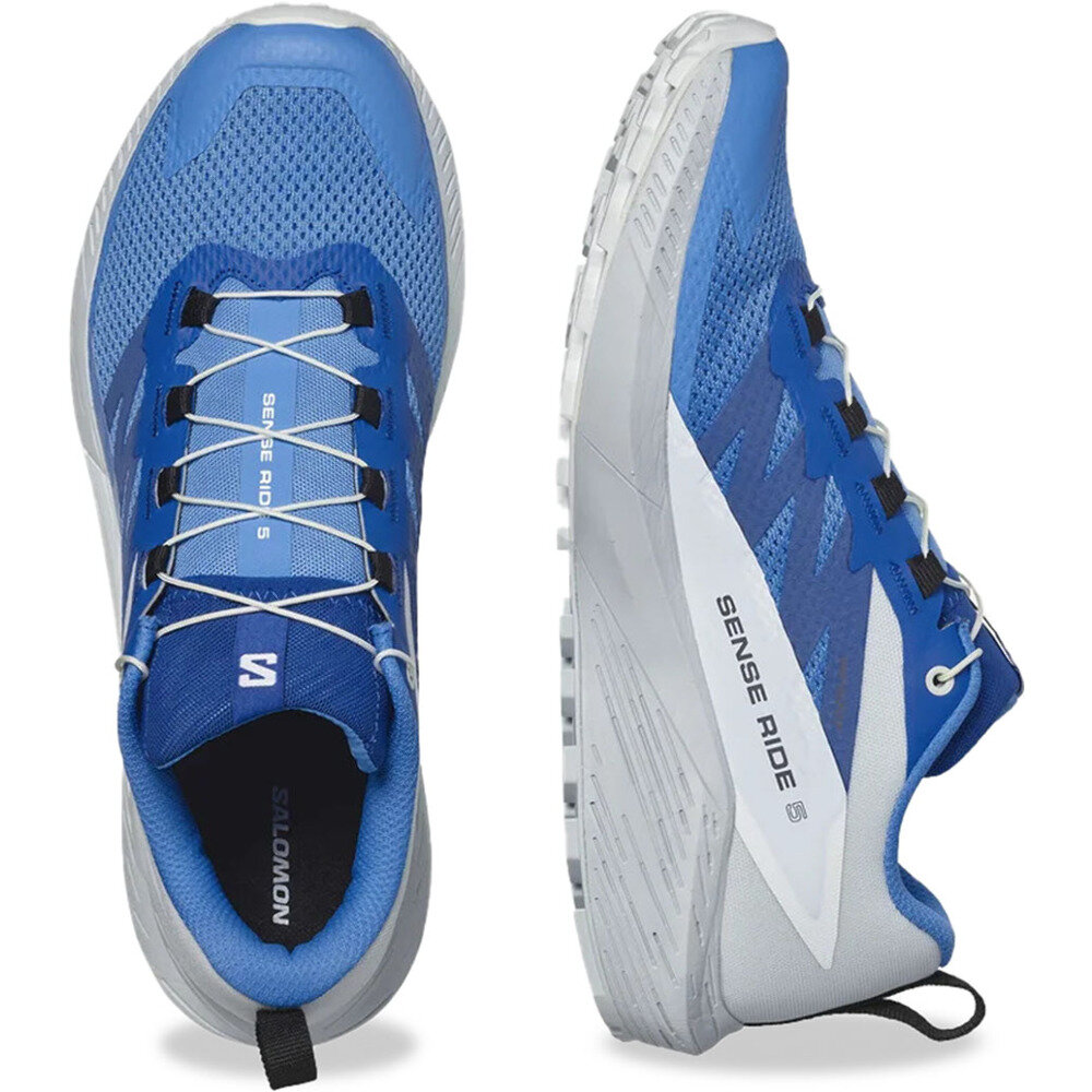 Кроссовки Salomon Sense Ride 5 2025 (Ibiza Blue / Lapis Blue / White 7,5), размер US: 7.5, белый, голубой — фото 1