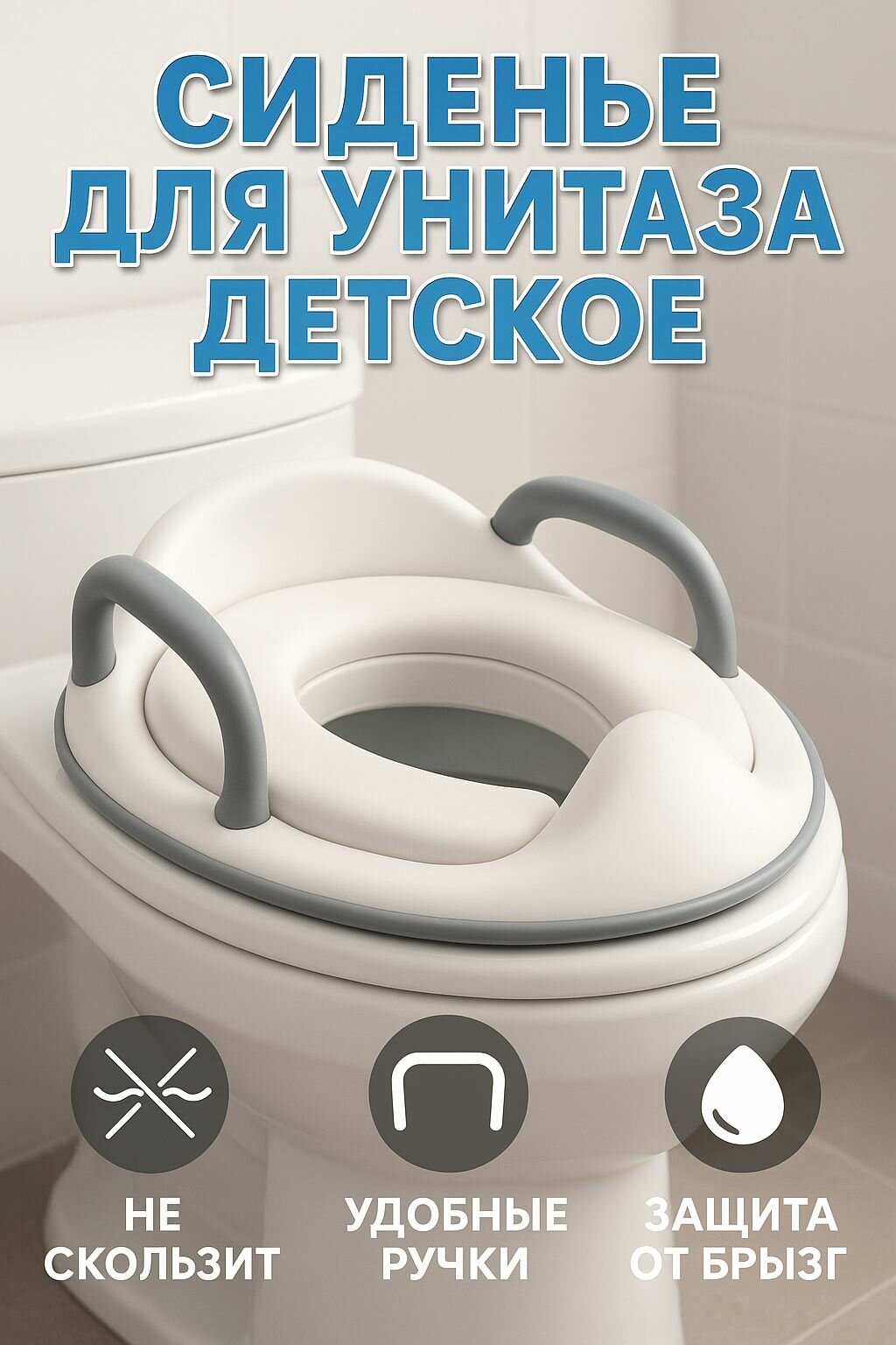 Накладка на унитаз kari цвет белый серый