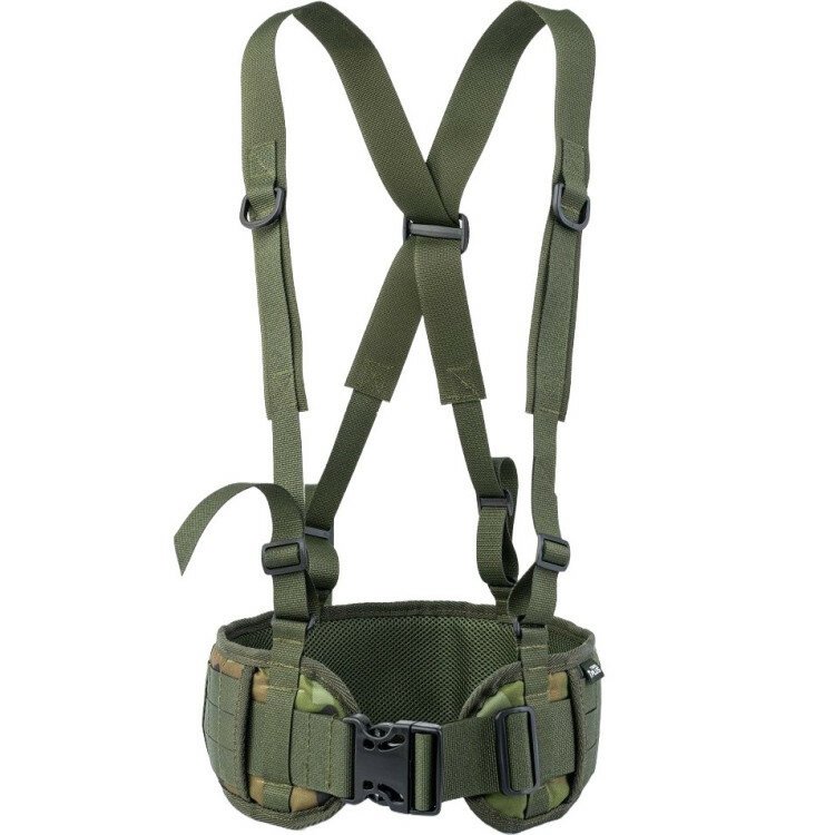 Пояс тактический RusForce TPlus (T010411) с плечевыми лямками Мультикам (Зелёный)