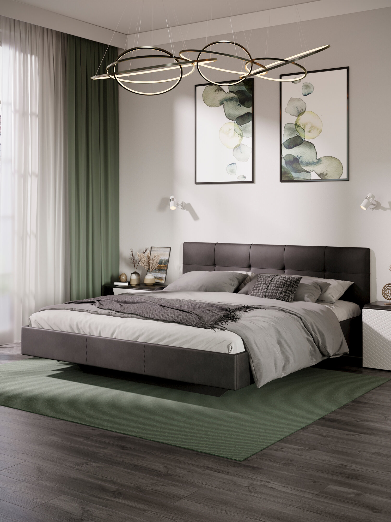 Кровать без ПМ «Элис» Тип 1 (без подъемного механизма) Исп.2 180x200 Велюр Графит