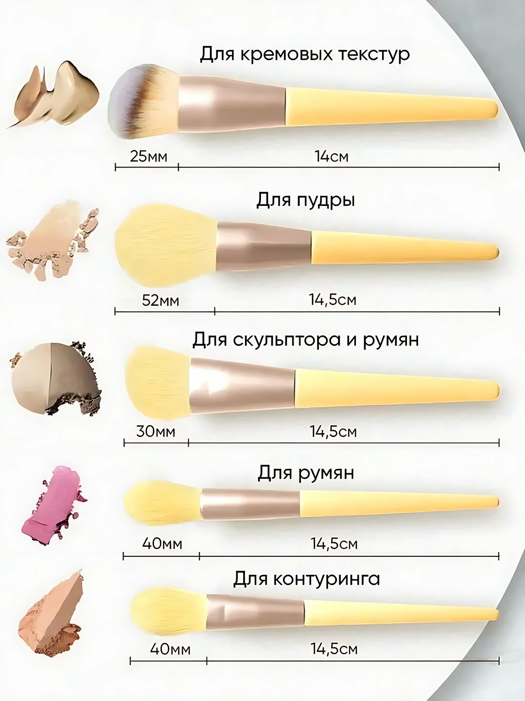 Кисти для макияжа, кисть для румяна, пудра, в наборе 13 шт, с чехлом, кисточка набор — фото 1