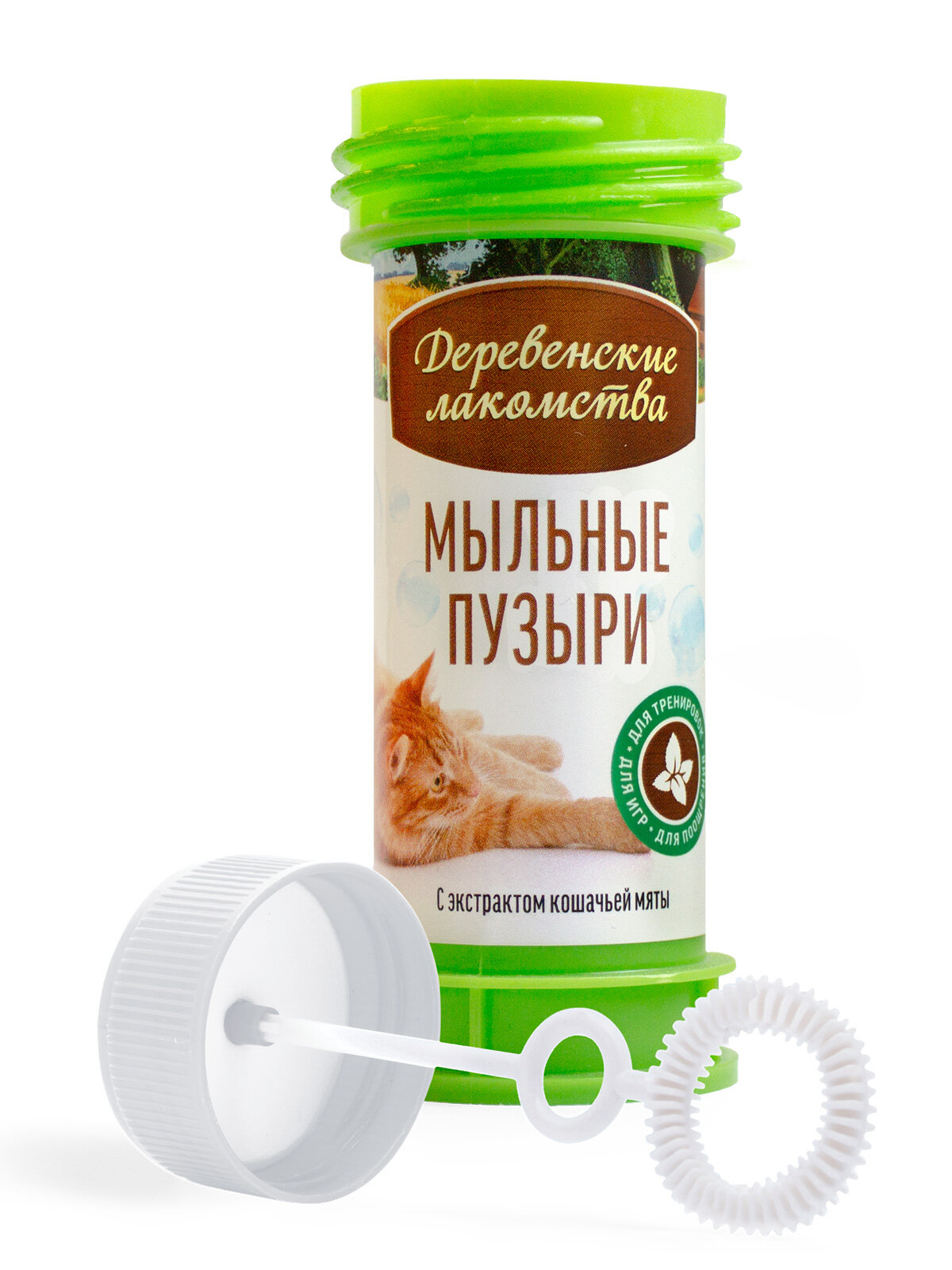 Деревенские лакомства игрушка для кошек Мыльные пузыри с экстрактом кошачьей мяты, 45 мл