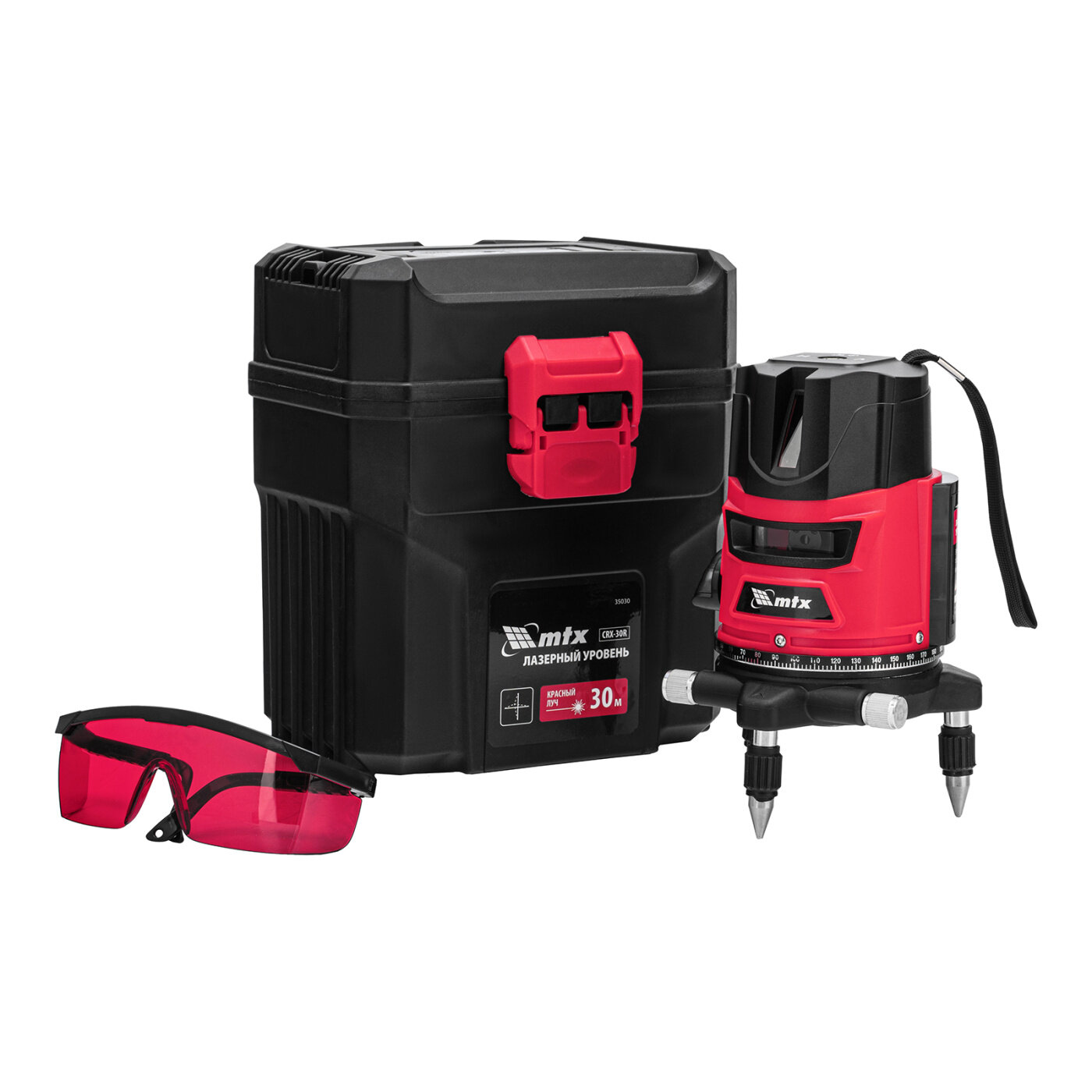 Лазерный уровень CRX-30R 30 м красный луч батарейки резьба 5/8