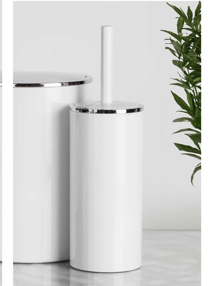 Туалетный ершик Primanova белый пластик с подставкой 11x11x35см