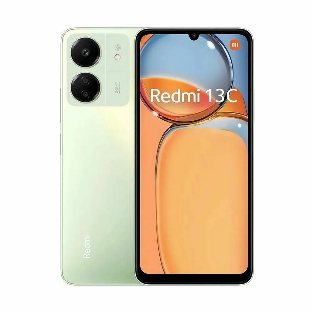 Смартфон Xiaomi Redmi 13C, Android 13, 50Мп основная камера, 8/256ГБ, зеленый, Официально восстановленный