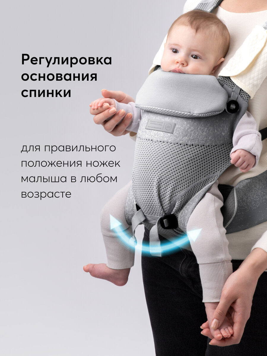 40068, Кенгуру переноска для детей Happy Baby Babyway, эргорюкзак для малышей, с тремя вариантами ношения, серый — фото 1