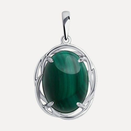 Изображение товара Подвеска, серебро, 925 проба, родирование, малахит