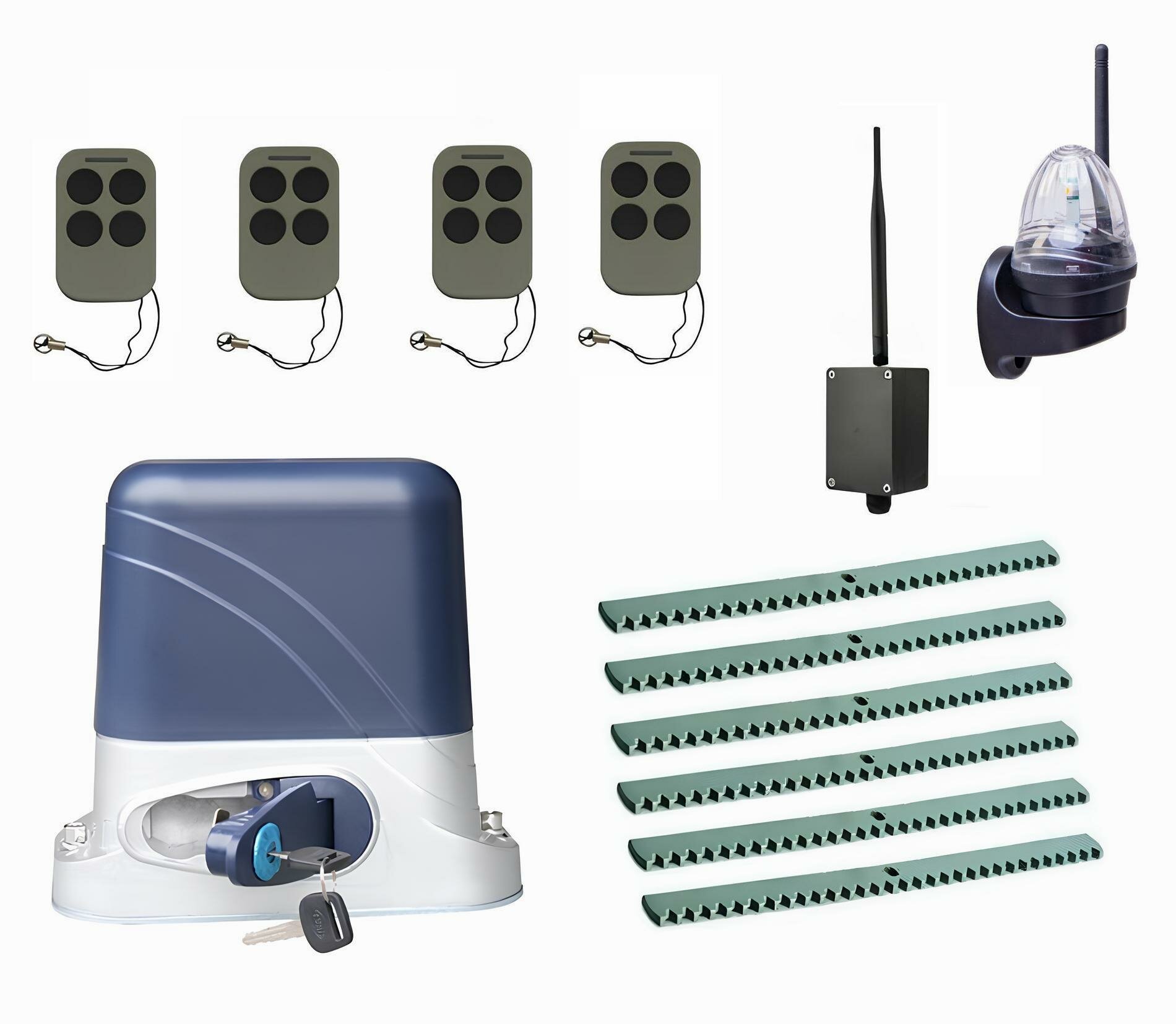 Автоматика для откатных ворот KSL-800 KIT-L4K6-BT-Т4, комплект: привод, 4 пульта, Bluetooth-модуль, лампа, 6 реек
