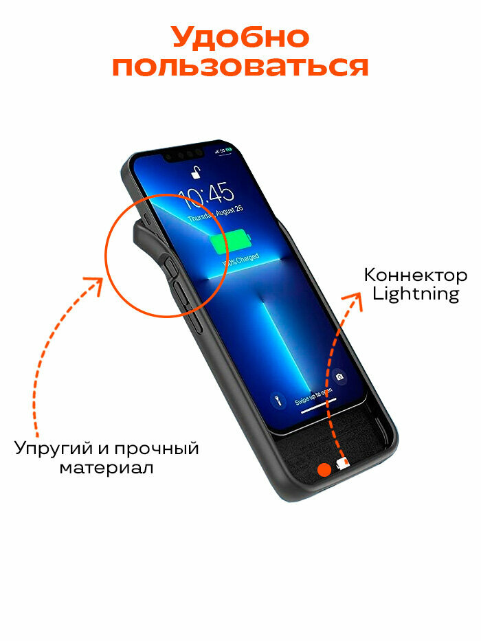 Чехол-аккумулятор для iPhone 12 Pro Max/13 Pro Max/14 Pro Max/14 Plus 5000мАч InnoZone XDL-641M - Черный — фото 1