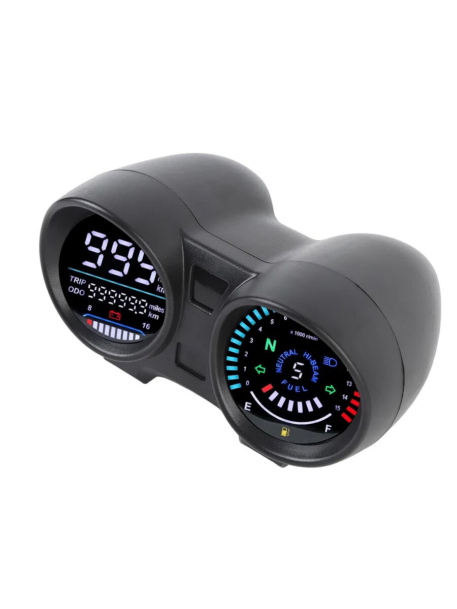 DC 12V Мотоциклетный спидометр 7 цветов подсветки