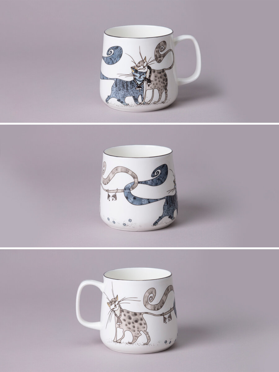 Кружка Lefard "Котики, 450 мл, для чая и кофе, фарфоровая, с рисунком — фото 1