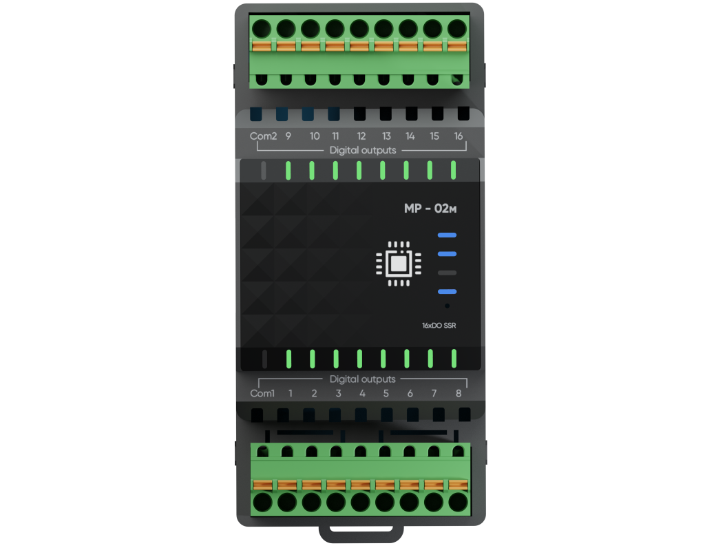 Модуль расширения Цинтрон МР-02м 16xDO, 16 твердотельных реле, Modbus RTU, IP20, крепление на DIN-рейку