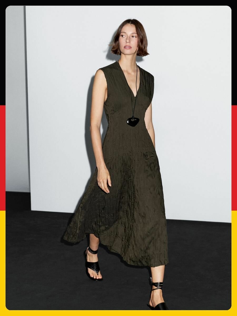 Платье Massimo Dutti Базовая коллекция, размер M, коричневый