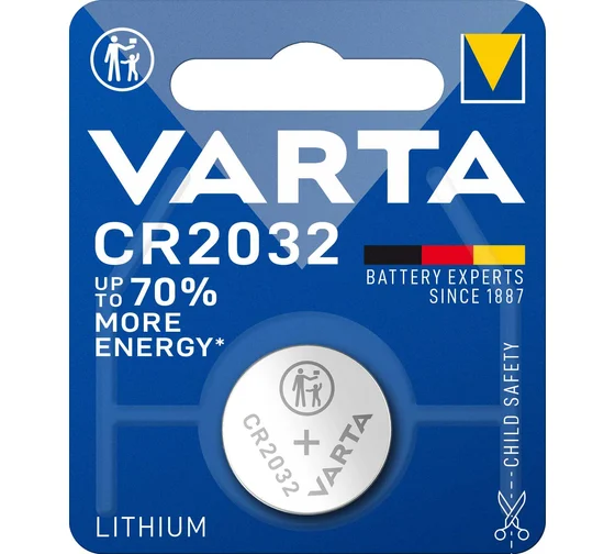 Батарейка Varta Lithium Coin CR2032 , 230 mAh , ( 1 ) шт. в блистере, 06032101401 — фото 1