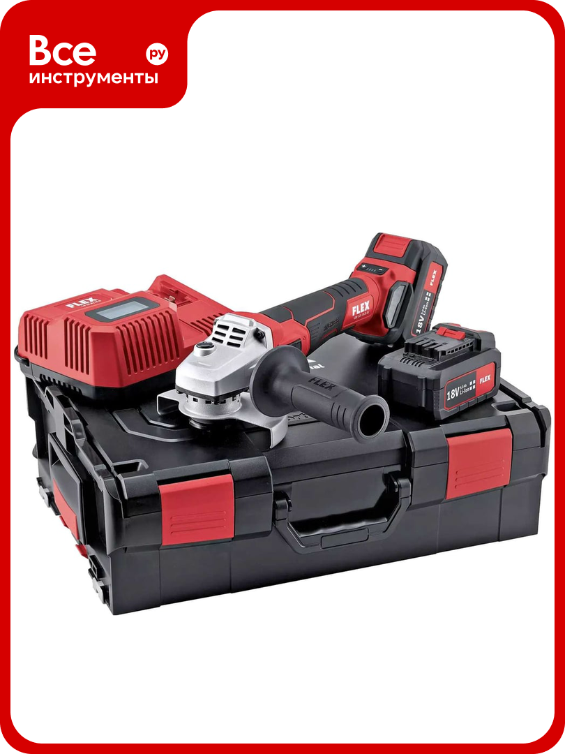 Аккумуляторная угловая шлифовальная машина FLEX LBE 125 18.0-EC/5.0 Set 499323