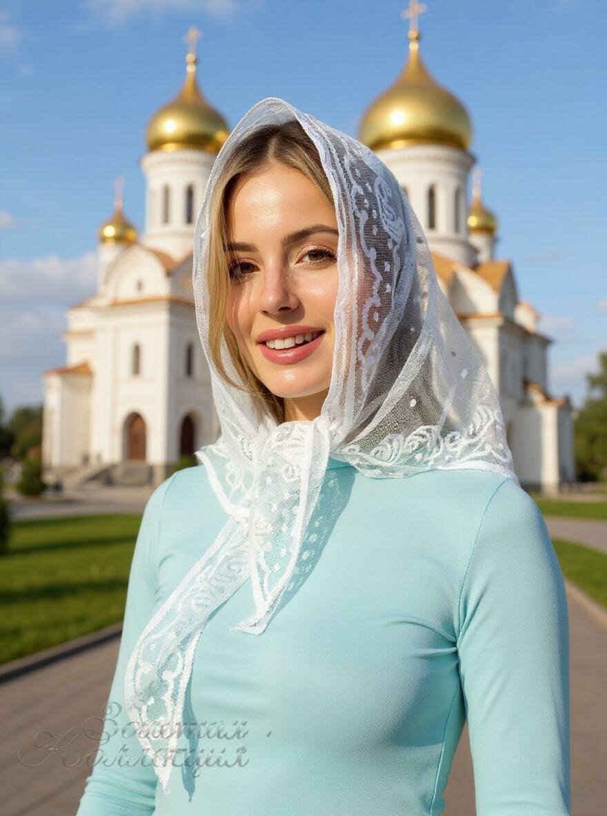 Платок  для девочек и женщин, белый
