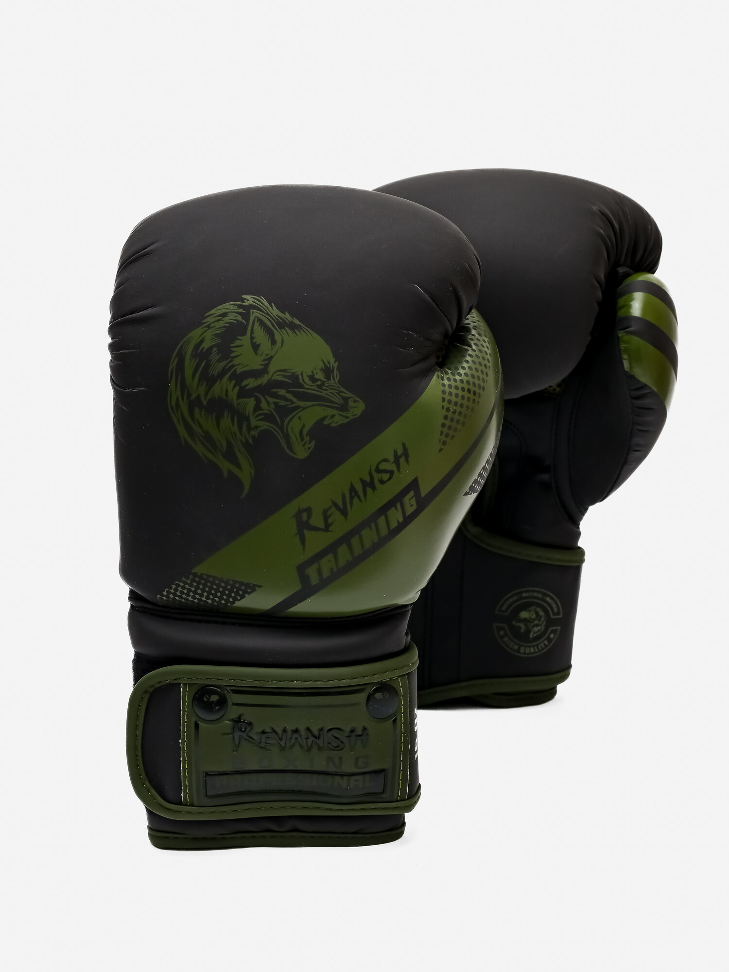 Перчатки из искусственной кожи эмбоссинг, REVANSH WOLF BLACK KHAKI , арт. RG-WOLFBLACKHAKI-S10