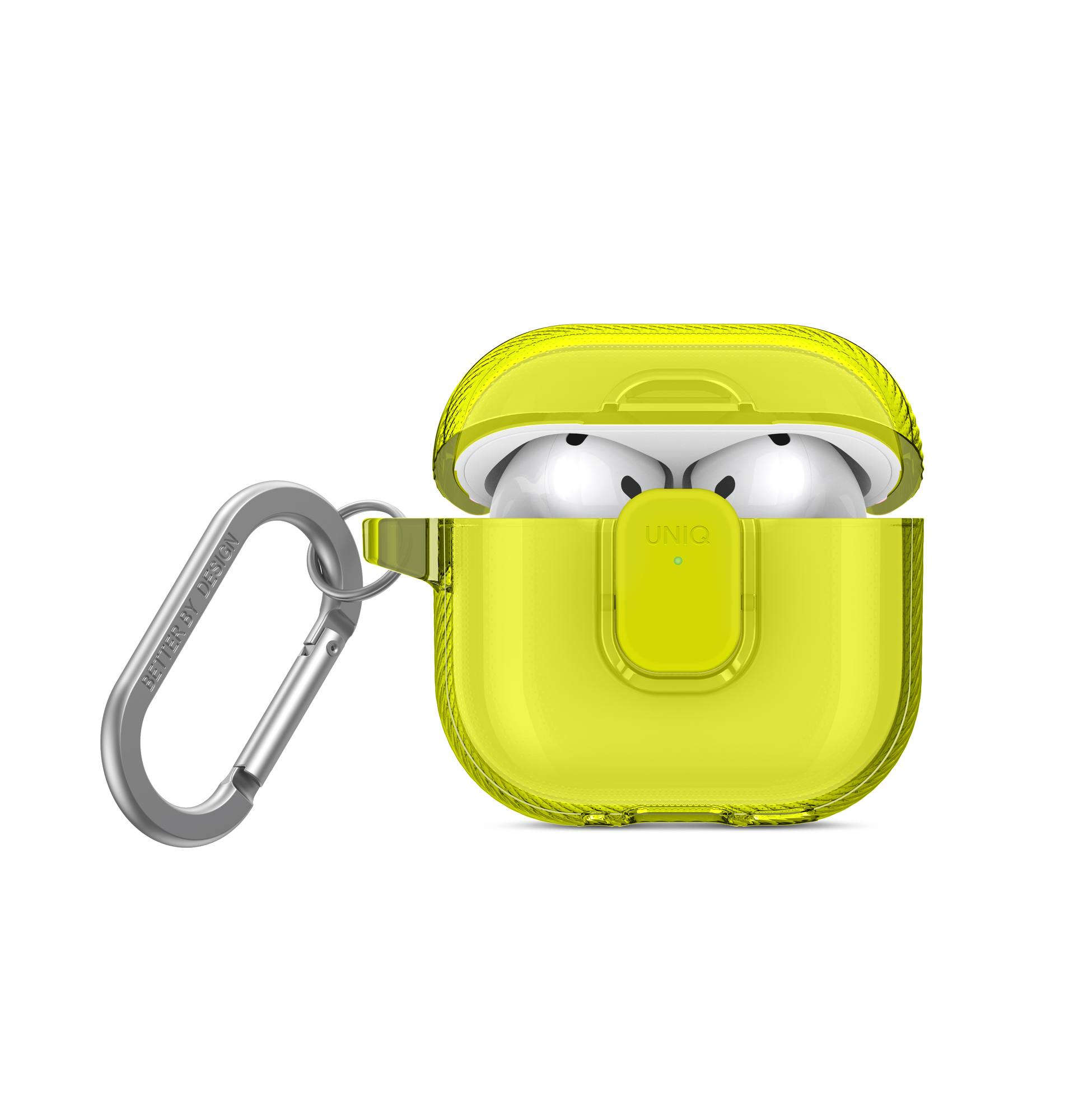 Чехол Uniq Glase PRO для Airpods 4 силиконовый, с замком-защелкой, желтый