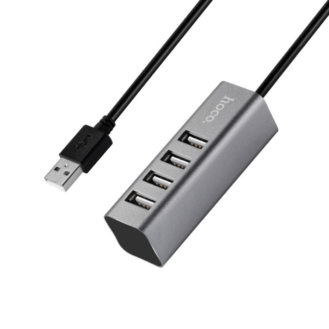 USB Хаб (HB1) c 1 USB на 4 USB, HOCO, серый