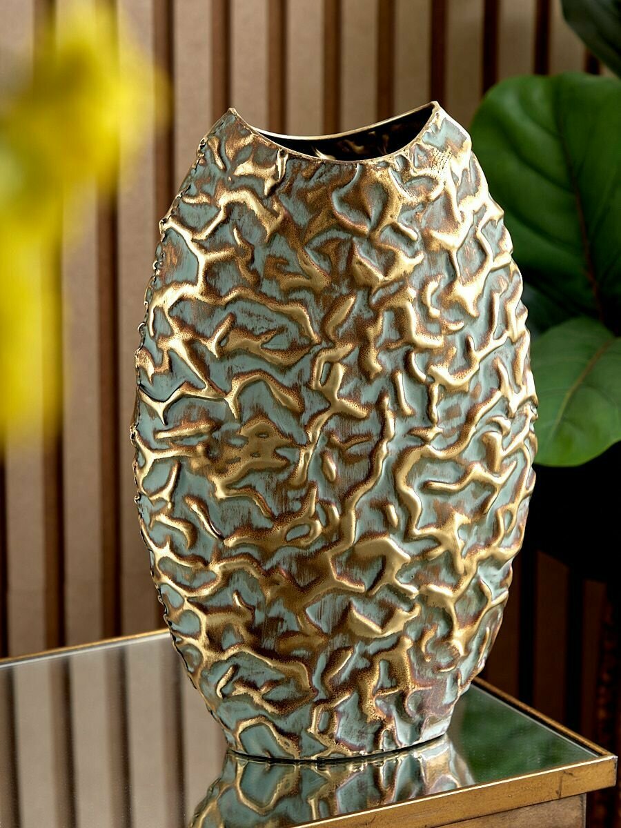 Ваза Glasar "Гана", для сухоцветов, африканский стиль, 24 см x 11 см x 39 см