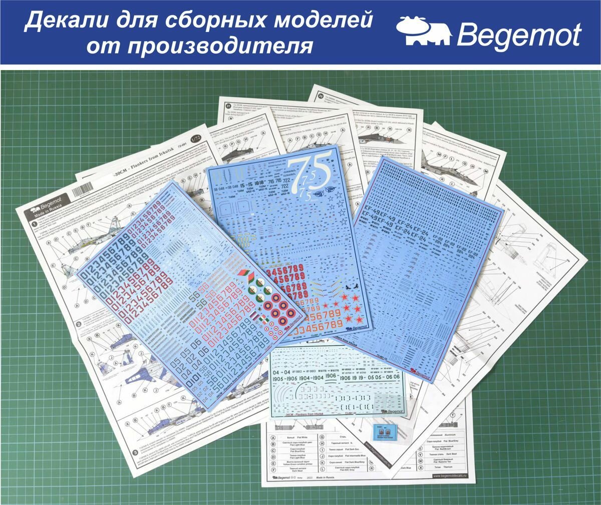 72-081 Деколь (Декаль) для сборной модели "Сухой Cу-30СМ" 1/72 (BEGEMOT)
