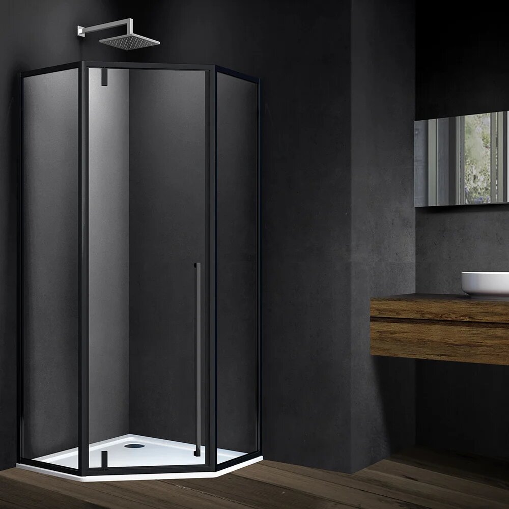 Душевой уголок Vincea Penta VSP-3P900CLB без поддона 90x90 с распашными дверями пятиугольный итальянский