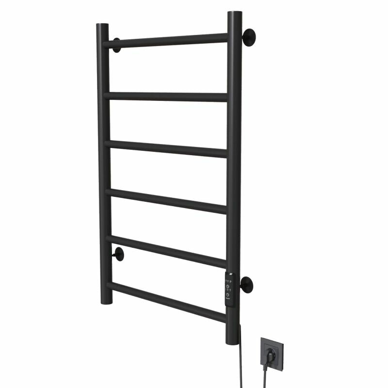 Полотенцесушитель-лесенка электрический 80х50 (таймер 289 Вт 6 перекладин) черный