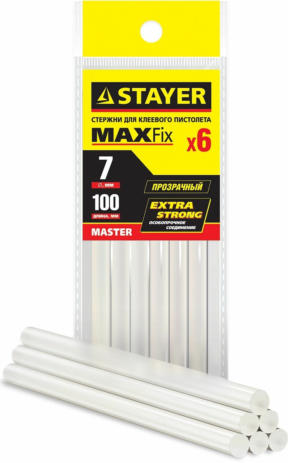 Клеевые стержни STAYER Cristal 7 х 100 мм 6 шт прозрачные профессиональные универсальные 2-06817-T-S06