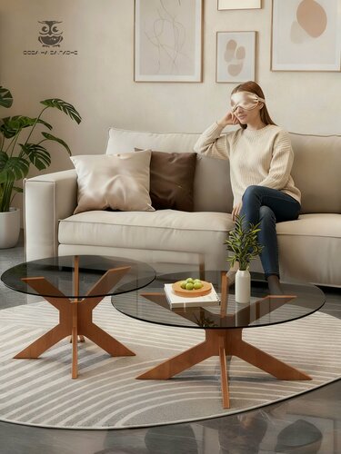 Изображение товара Cтол журнальный стеклянный (В наборе)