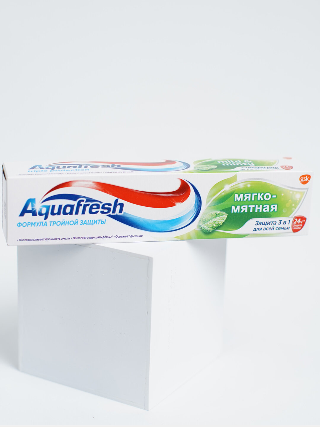 Зубная паста Aquafresh Мягко-Мятная, 100 мл ежедневная защита со вкусом мяты — фото 1