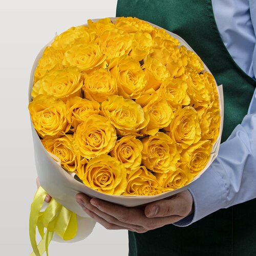 Изображение товара Букет желтых Роз Кения 40 см 31 шт Солнечный Поцелуй